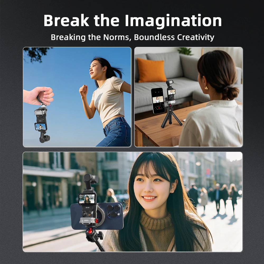 BRDRC Magnetischer Adapter für DJI Pocket 3 Teleprompter-Halterung, Kamera-Livestreaming-Halterung, Erweiterungsrahmen-Zubehör – Detail 13