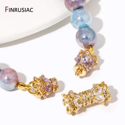 18K Gold Plated Cubic Zirconia Screw Buckle Clasps Flower Shaped Double Head Connector Clasps For DIY Jewelry Making Accessories