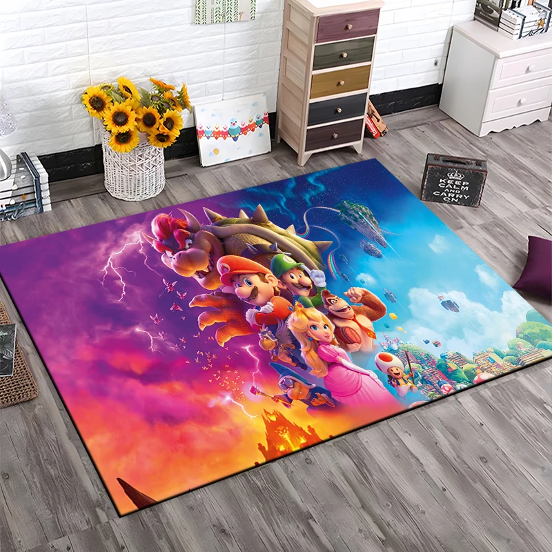 3D Cartoon M-Mario-Bros Game HD Rug Large Carpet Area for Living Room Kid Bedroom Sofa Kitchen Decorate Child Non-slip Floor Mat