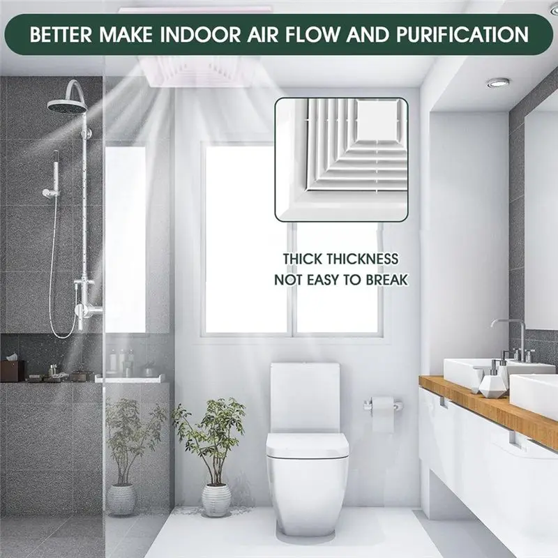 A11E-Bathroom Exhaust Fan Cover With Spring, Square Ceiling Or Wall Mounted Exhaust Fan, Ceiling Fan, Grille, Air Diffuser