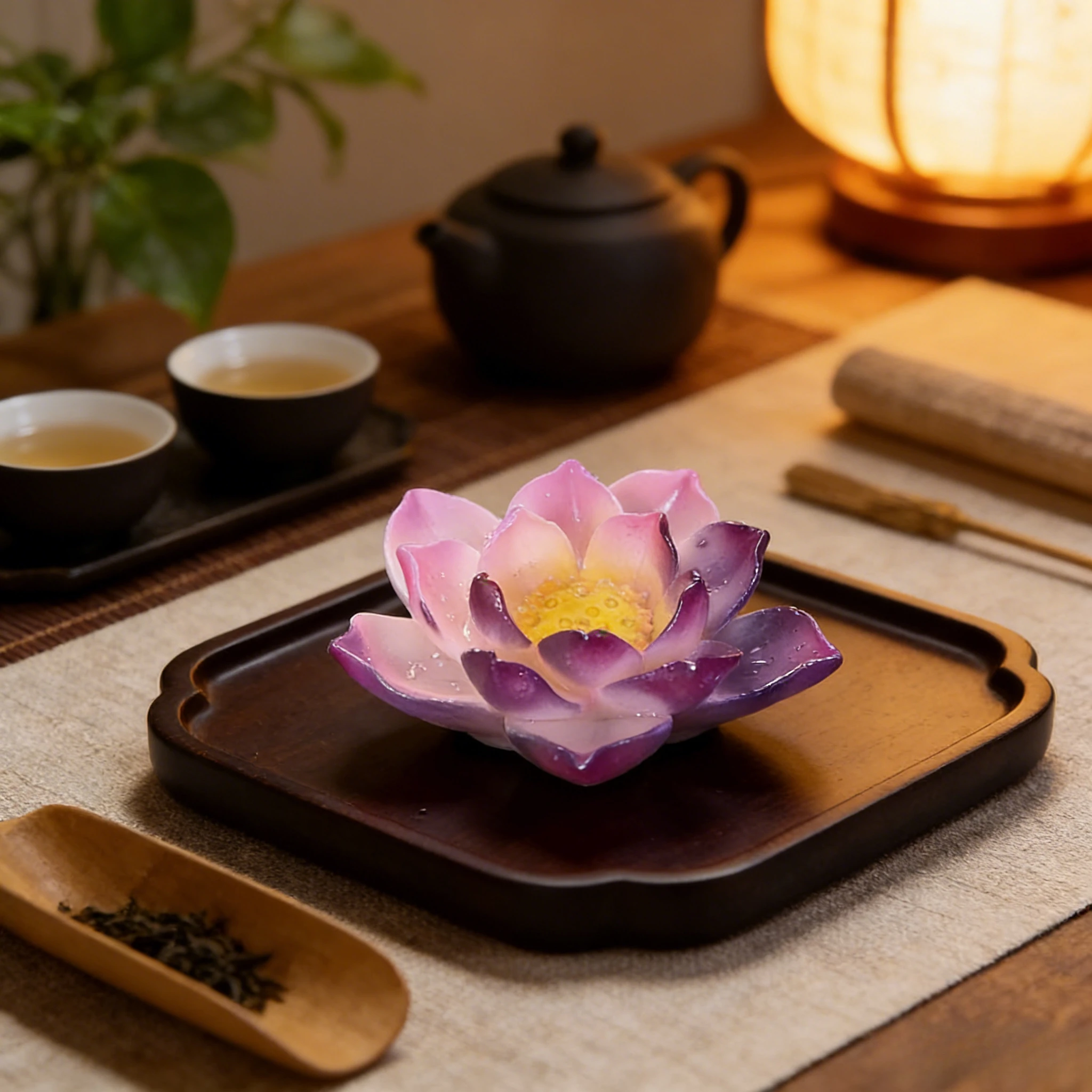 Lucky Lotus Color Changing Tea Pet Feng Shui Art Ornament Traditional Tea Ceremony Decor  Sculpture Modern Art Home Office Gift view 4