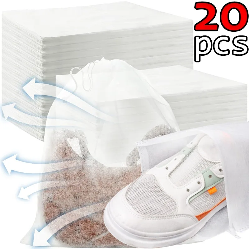 Portable Shoe Storage Bag Convenient Shoes Storage Pouch Translucent Fabric High Heels Protective Pack Light Drawstring Bags