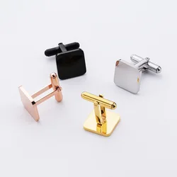 10Pcs/Lot High Quality Stainless Steel Mirror Polish 15mm Square Cufflinks For DIY Jewelry Making Accessories