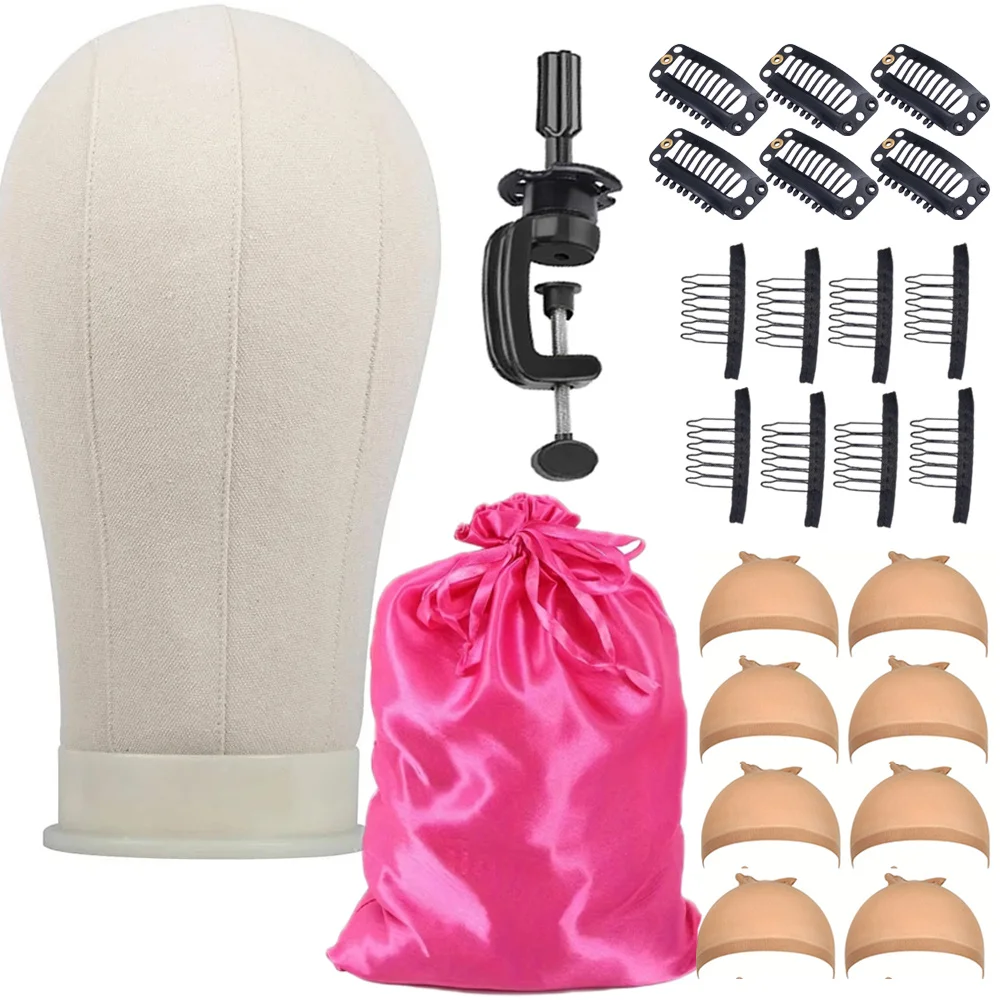 

Canvas Head For Wigs 22 Inch Canvas Block Head Salon Styling Head With Mount Hole For Making Wig Mannequin Head With Clamp