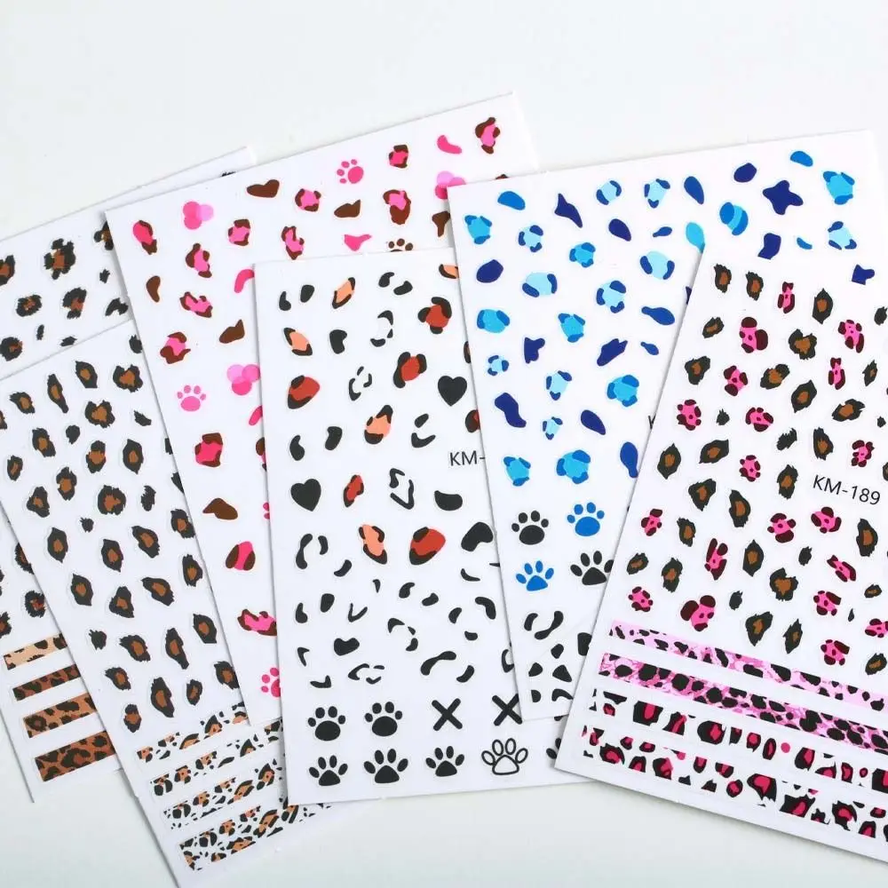 Fashion Leopard Print Self Adhesive Bear Paw Nail Decorations Nail Decals Leopard Nail Stickers Manicure Accessories