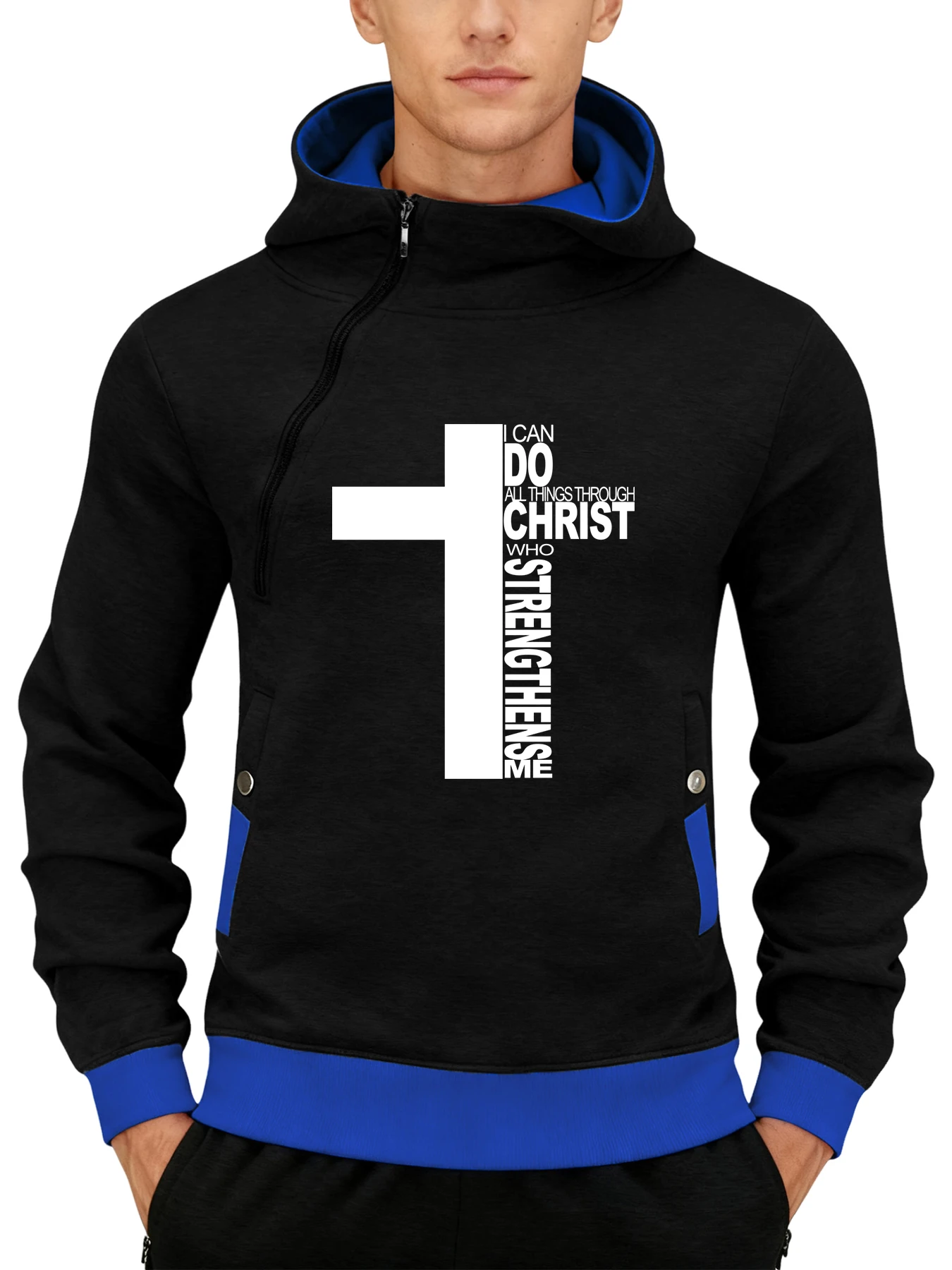 صنع المسيح لي نمط لا يقهر الرجال سستة هوديس موضة عادية هودي الصوف جيوب هوديي رائجة البيع الملابس كبيرة الحجم #2