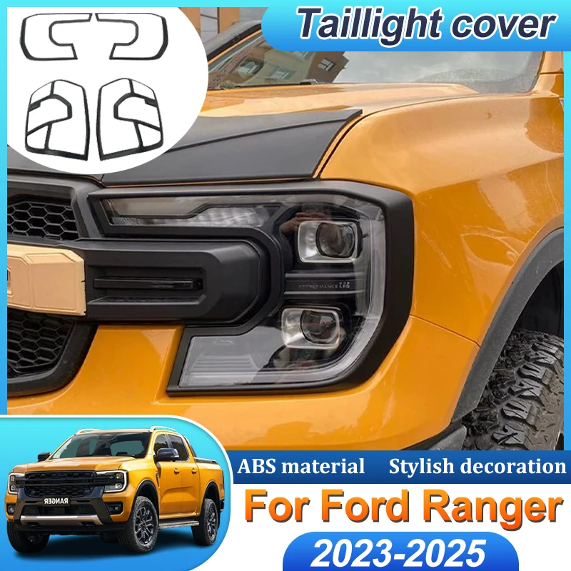 

Head Light Lamp Covers For Ford Ranger T9 T6 MK2 Raptor 2023-2025 Modified hood trim Trim Taillights Cover Guard Car Accessories