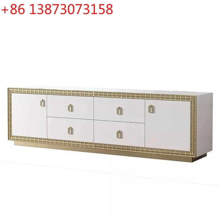 Luxury villa light luxury TV cabinet high-end French cream wind large flat floor living room floor cabinet audio-visual cabinet
