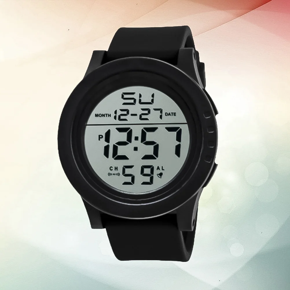 Black LED Sports Digital Watch Outdoor 30M Waterproof Stopwatch Countdown Dual Time Alarm Clock Large Screen Watch