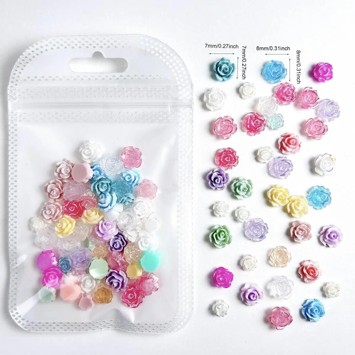 Misto casuale resina 3D colorata mini fiore decorazione nail art dolce rosa pendenti per unghie accessori forniture per manicure fai da te