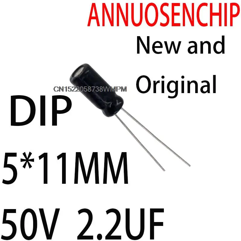 200PCS New and Original High frequency CAP 105C low-impedance electrolytic CAP Capacity: 2.2uf 50v volume: 5*11mm DIP 50V 2.2UF