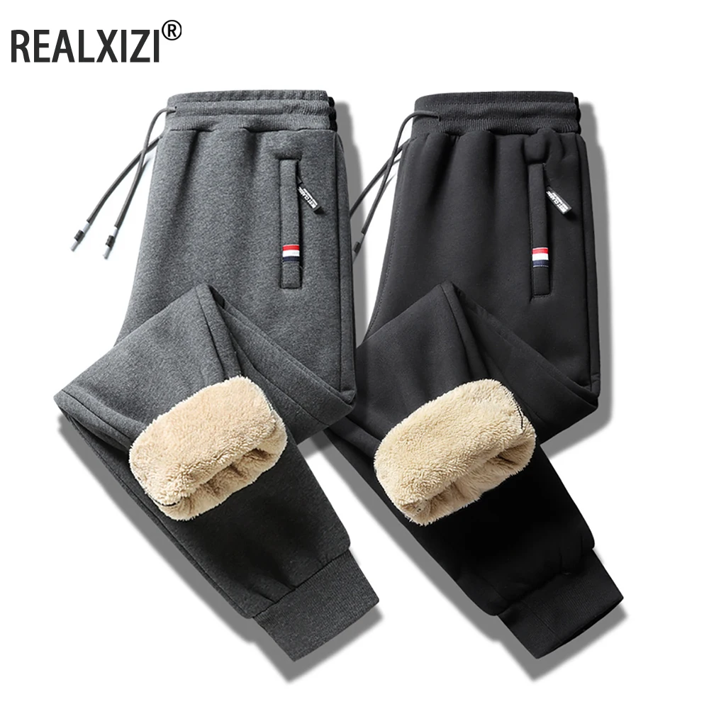 Men Pants Winter Lambswool Warm Thicken Sweatpants Men Joggers Water Proof Casual Pants Men Brand Fleece Plus-Size Trousers