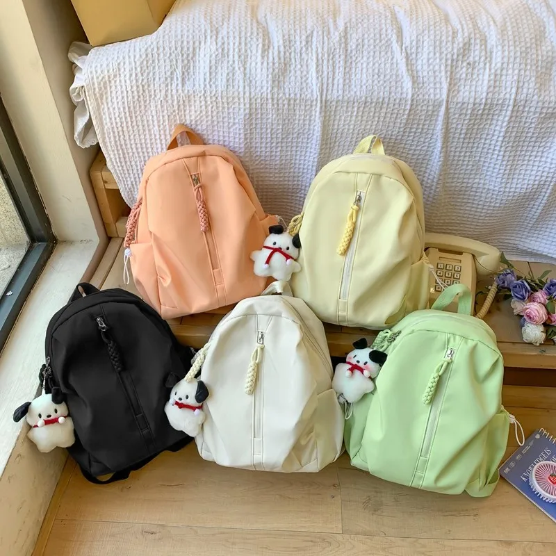 Solid Color Nylon Twist Zipper High Capacity School Bag Simple Backpack 2024 Hot Sale Bags for Girls and Boys Bolsas Femininas