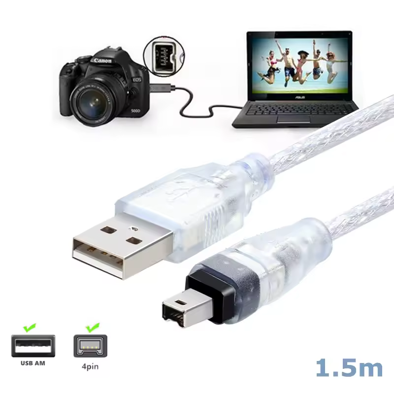 Кабель-адаптер iLink 1,5 м/5 футов USB «папа» — Firewire IEEE 1394 4-контактный «папа» для SONY DCR-TRV75E DV Похожие на AliExpress