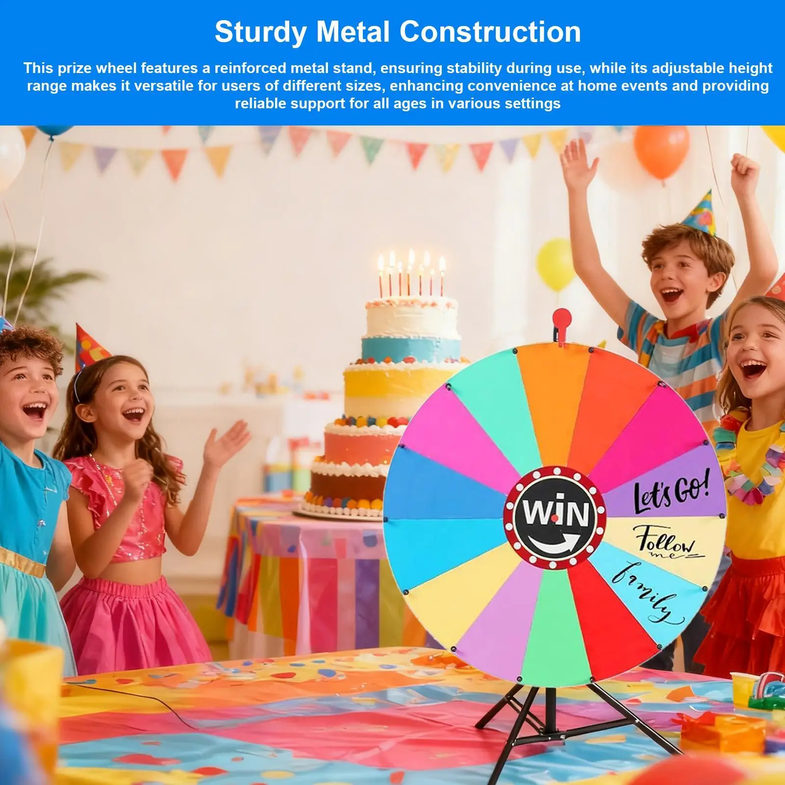 

Spin Wheel Adjustable Portable Funny Tool Compact Game Wheel For Birthday Carnival Games Classroom Shopping Event Indoor Outdoor