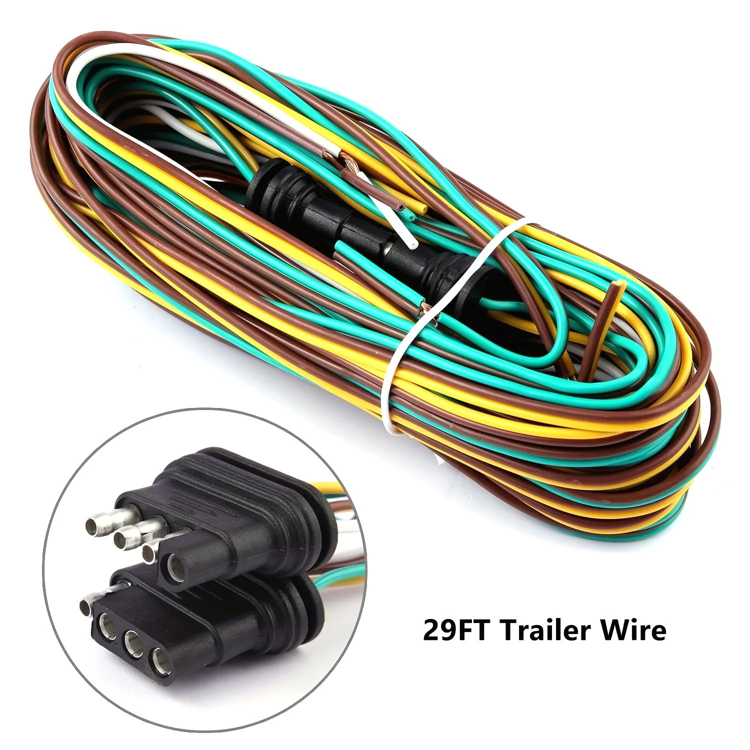 

LED Trailer Light Kit – 2×12V Square Stop/Turn/Tail/Running Lights + 29ft Wiring Harness + 6×LED Side Marker Lights + 11-LED Brake/Tail Light Bar with Integrated License Plate Bracket – Plug-and-Play Setup for Standard Trailers