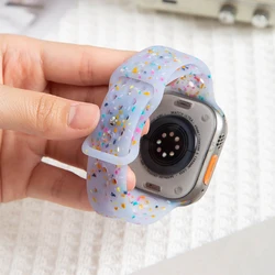 Para apple watch silicone pulseiras geléia clara iwatch bandas para ultra 9 8 7 6 5 4 3 2 1 se flocos de cor apple watch s10 42 46 bandas