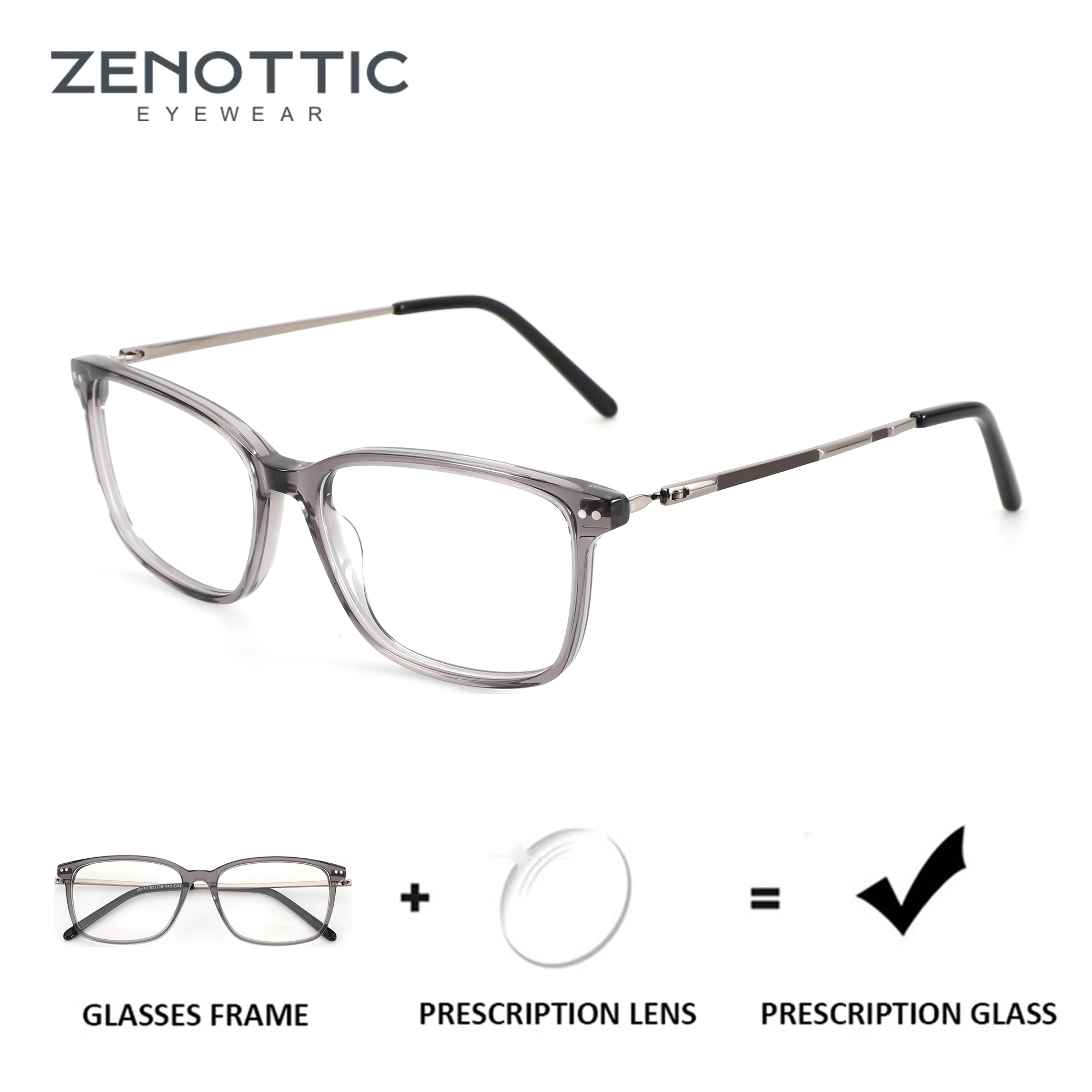 

Очки ZENOTTIC (размер L) квадратной формы из ацетата для мужчин, фотохромные мультифокальные оптические очки, очки для коррекции близорукости