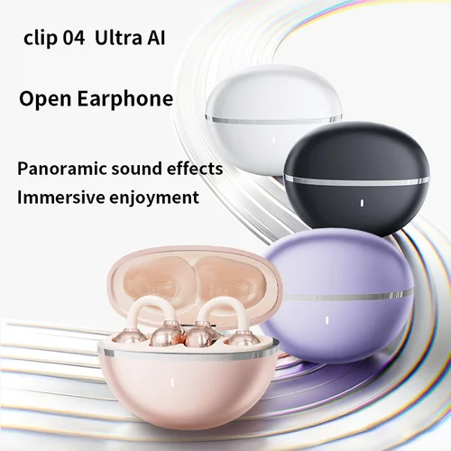 Imagen 2 del producto Auricular de estilo abierto con Clip para la oreja, auricular Bluetooth con lazo de mariposa, Clip de diamante de imitación, ligero, conjunto de auriculares brillantes a la moda