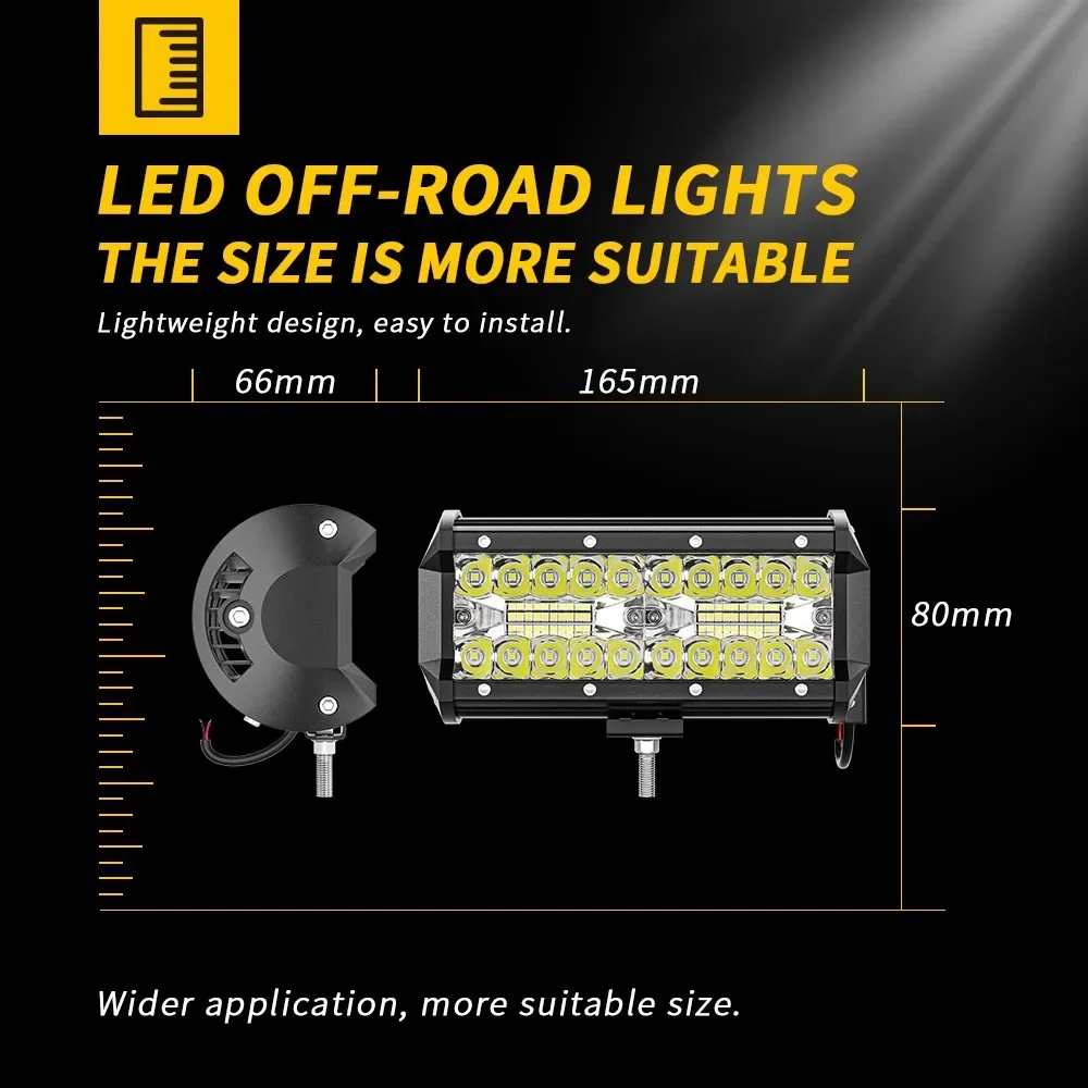 Hot car LED work light set 7-inch 120W off-road spotlights running lights lighting modification