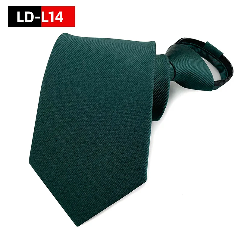 GUSLESON New Solid Color 8CM Lazy Zipper Tie Blue Green Neck Tie for Wedding Party Cravats Accessories Adjustable Tie