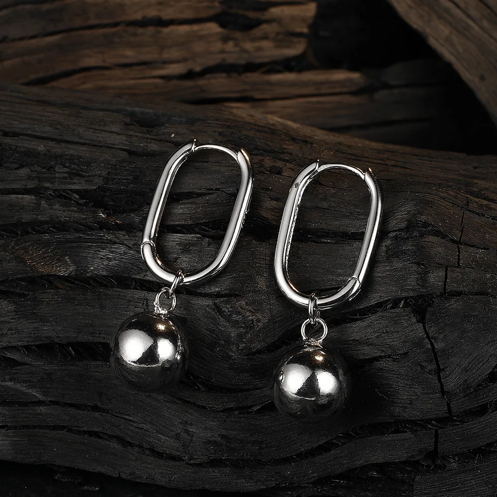 Unisex S925 Sterling Silver Long Pendant Earrings Original Pearl Ball Design Jewelry Accessory & Gift