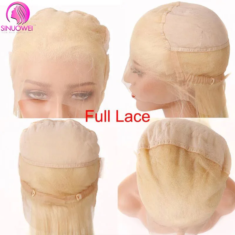 613 Blonde Full Lace Straight Human Hair Wigs Pre Plucked Lace Frontal Human Hair 180% Density Straight Blonde Lace Front Wigs