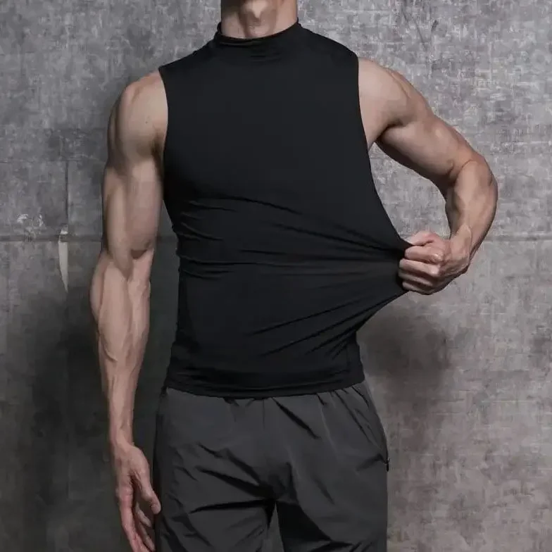 

Men's breathable mid-high neck vest, suitable for playing basketball and running training in the gym