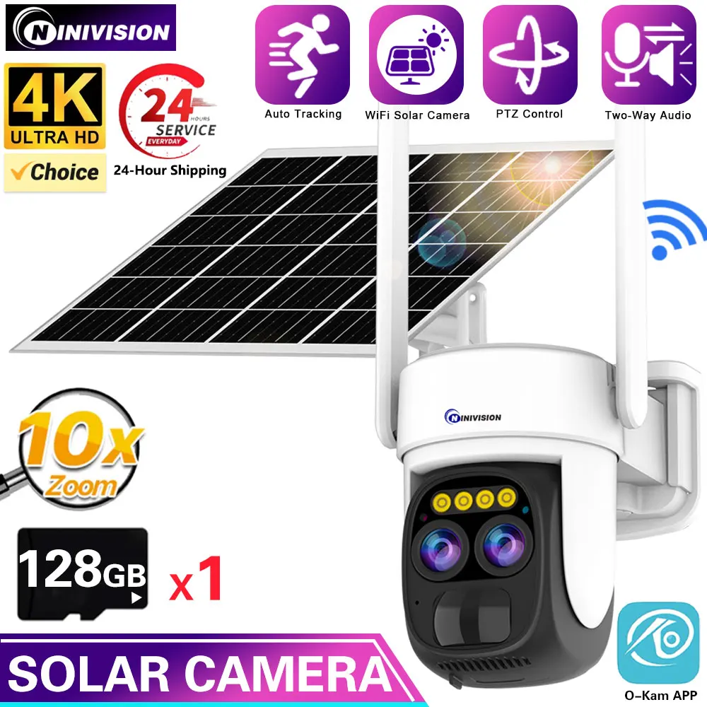 

4K 8MP Outdoor Solar Dual Lens 10X Zoom PTZ Camera Security Waterproof PIR Alarm Motion Detection Surveillance Surveillance Cam