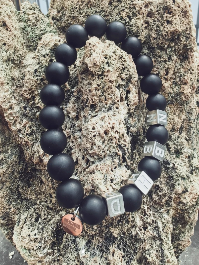 Neighborhood NBHD Natural Matte Black Agate Bracelet Dark Wind outdoor sports bracelet for couples gifts Joker.