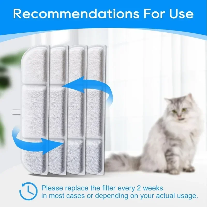 Filtros de repuesto de 6 piezas y Filtros de espuma para mascotas, cartucho de filtro de fuente de agua inteligente inalámbrica para gatos