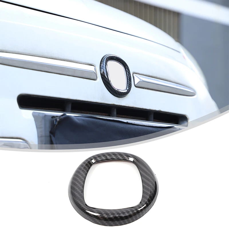 

For Fiat 500 07-15/Fiat Panda 17-25 Car Front and Rear Logo Decorative Rings ABS Carbon Fiber/Red Car Modification Accessories
