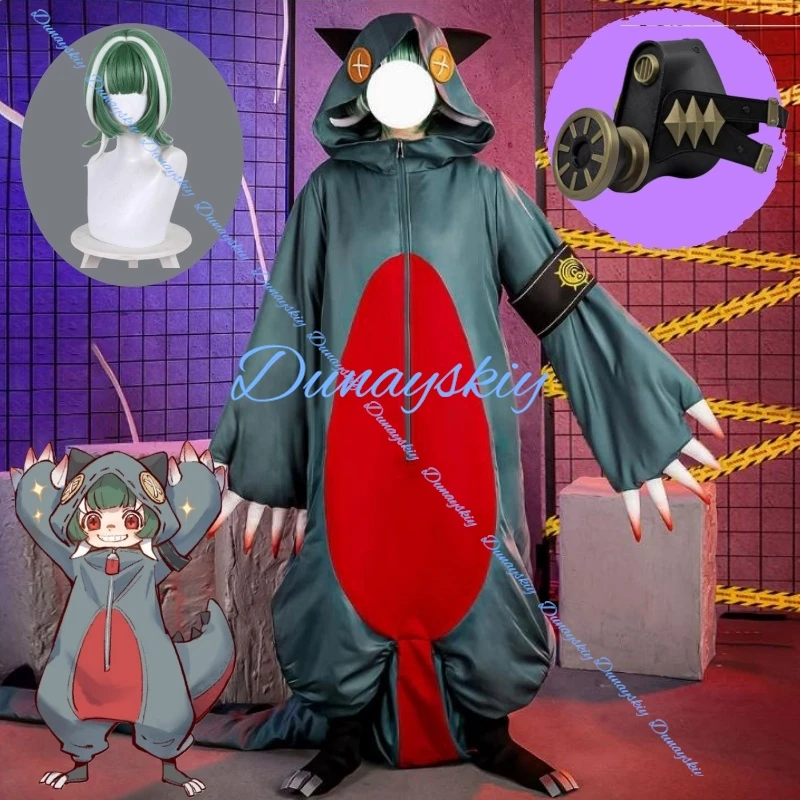 Disfraz de Cosplay de Gachiakuta Guita, Peluca, Máscara, Zapatos, Top Bordado, Chaleco, Mochila Corta, para Conveniones, Halloween, Navidad