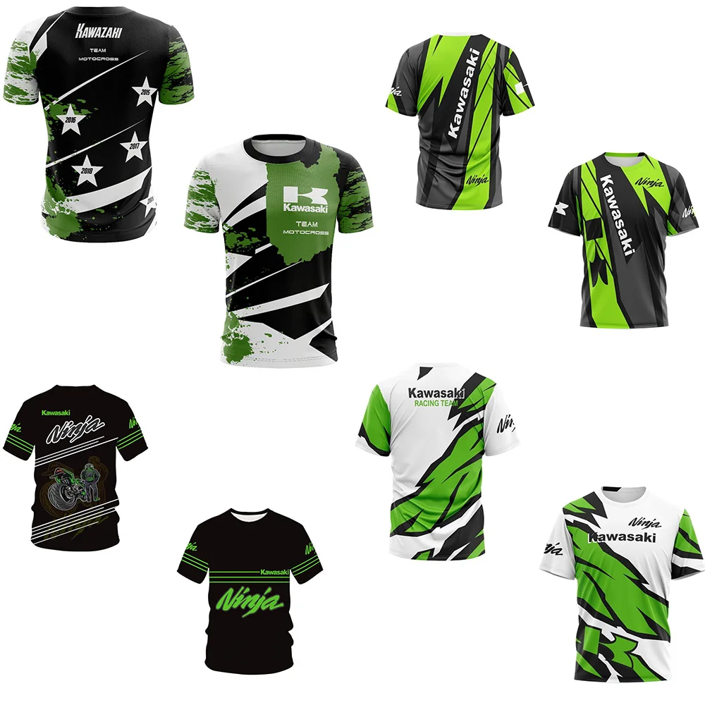 

Men's Summer Kawasaki Motorcycle 3D Printed Men's Personalized Motorcycle Racing Suit Children's Neutral Street Sports Top