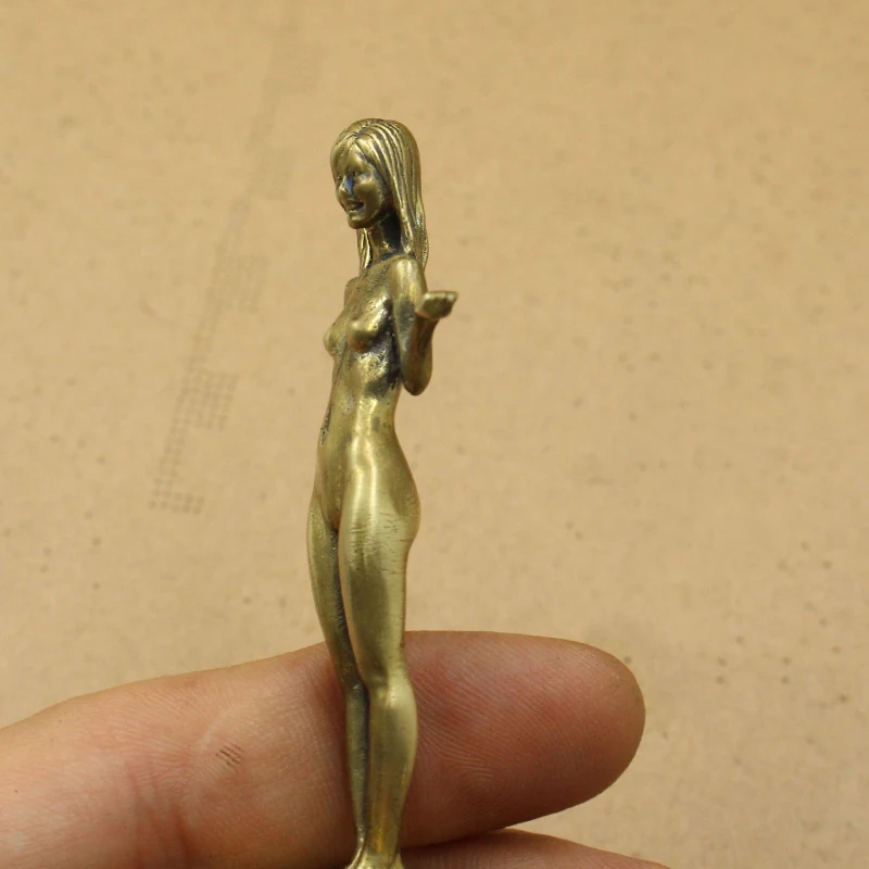 Vintage Brass Female Body 6.1cm Beautiful Girl Figurines Miniatures Body Art Crafts Desk Ornaments Retro Home Decoration