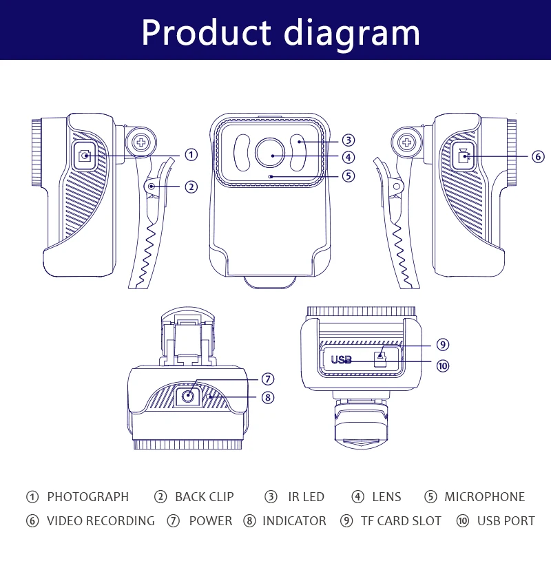 CS02 HD night vision mini portable DV camera outdoor riding wide-angle mobile phone wifi camera police law enforcement recorder