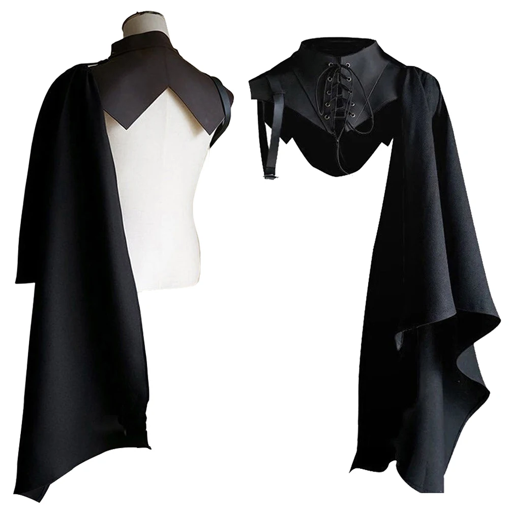 Fantasia Medieval Men Cosplay Shawl Half Cloak Renaissance Disfraz Costume Accessory Retro Shoulder Cape Halloween Carnival Prop