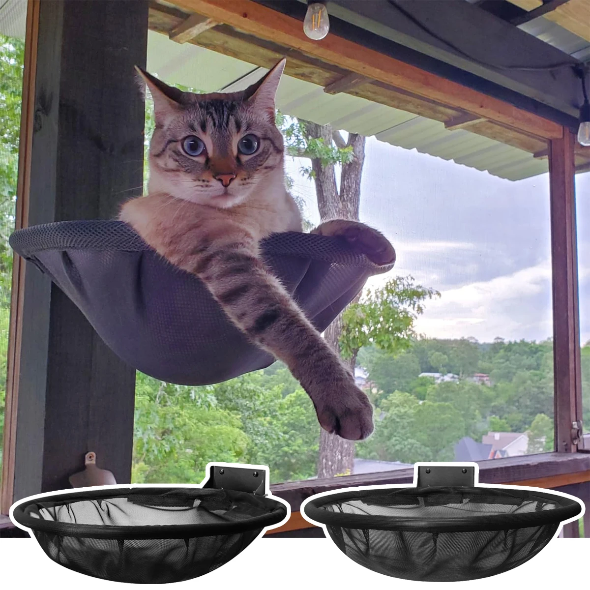 Cat Hammock Wall Mounted Foldable Cat Beds Breathable Cat Wall Shelves for Sleep Overlook Sunbathing Stable Cat Wall Perch