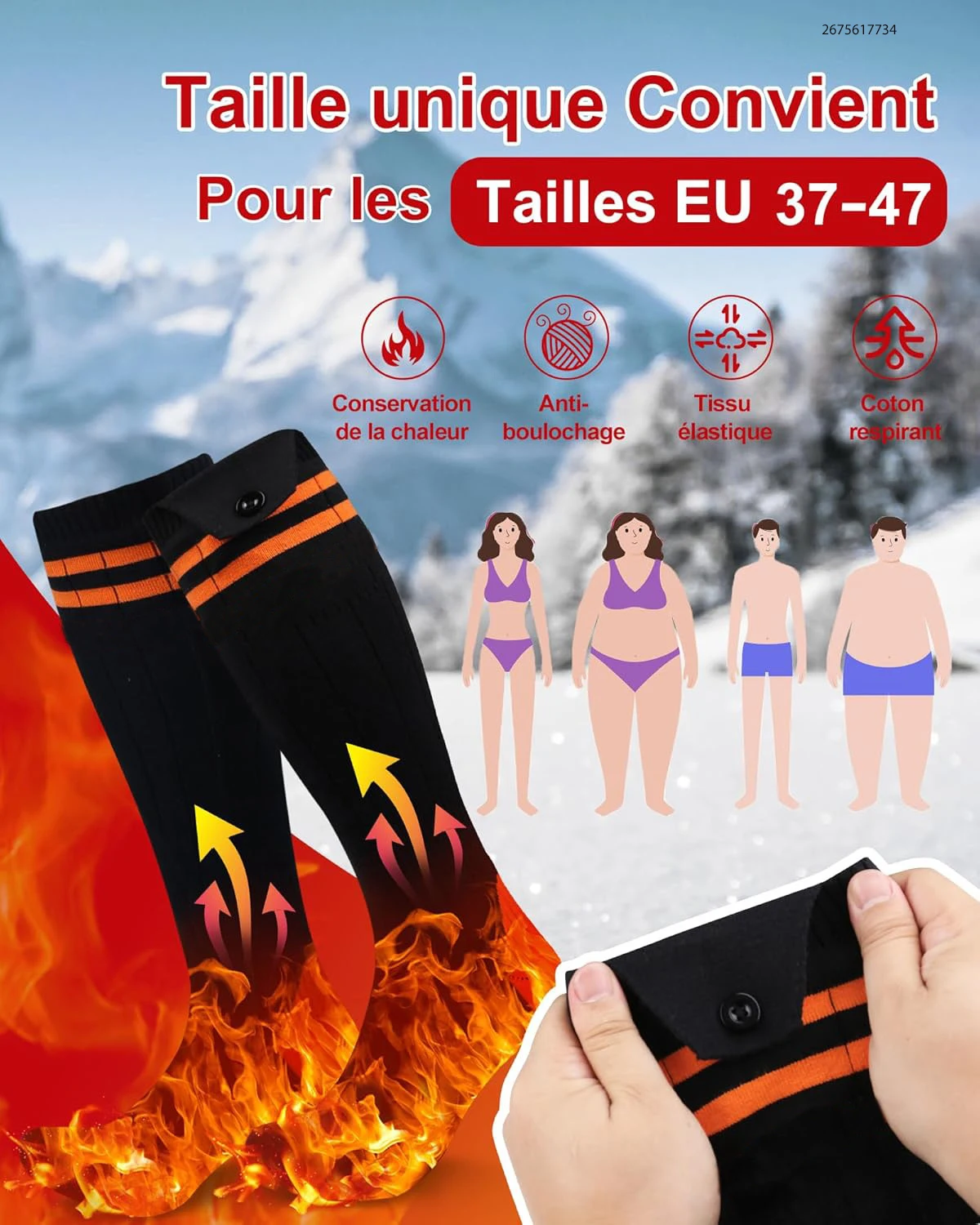 New APP Control Heated Socks 5000mah Battery Electric Heated Skiing Socks Winter Thermal Heated Foot Warmer Sport Socks