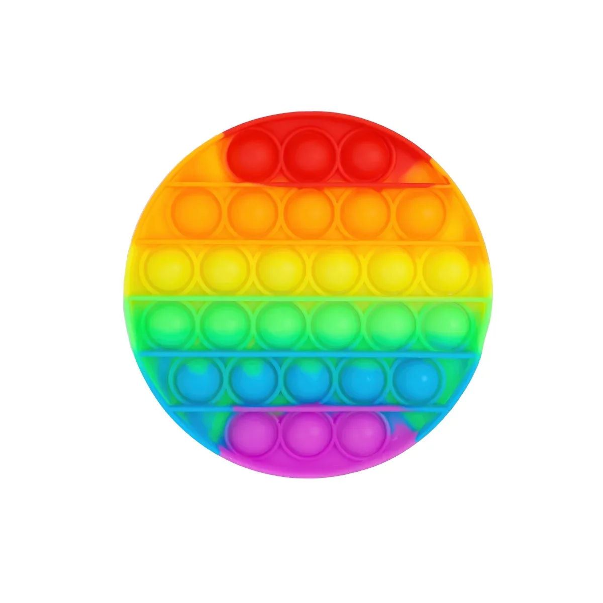قطعة واحدة من لعبة تململ الفقاعات المستديرة بتصميم بوبر علاج مرح لتخفيف القلق للأطفال والكبار (لون عشوائي)