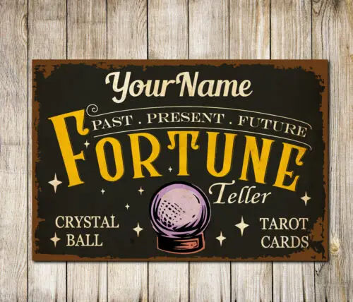 Personalised Fortune Teller Sign Psychic Taro Halloween Wall Decor Metal Plaque