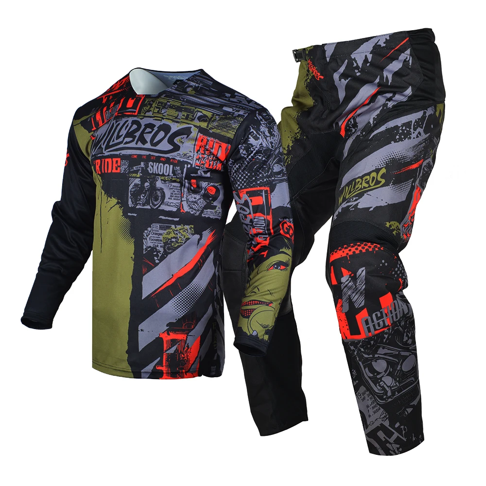 Willbros Racing MX Motocross Offroad Men's Jersey and Pants Set Motorcycle Dirt Bike Mountain Enduro MTB DH SX Gear Combo