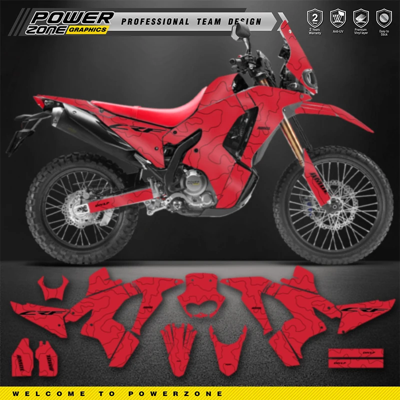 

PowerZone Custom Team Graphics Backgrounds Decals Stickers Kit For Honda CRF250 300 RALLY 2021 CRF250 004