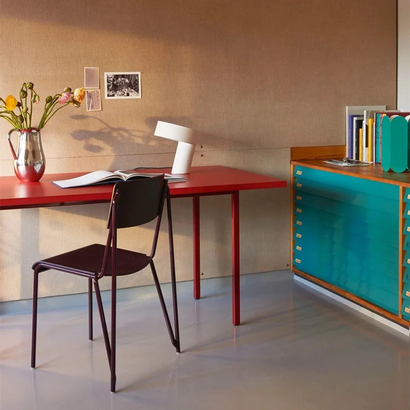 Minimalist color dining table, modern simple family living room long square dining table