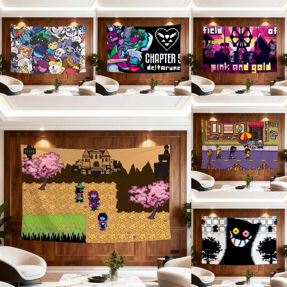 game Pixel art fun D-Deltarune 5 flag hogar For Room Dorm Camping Party Picnic Decoration Gift Banner Garage Wall Hanging