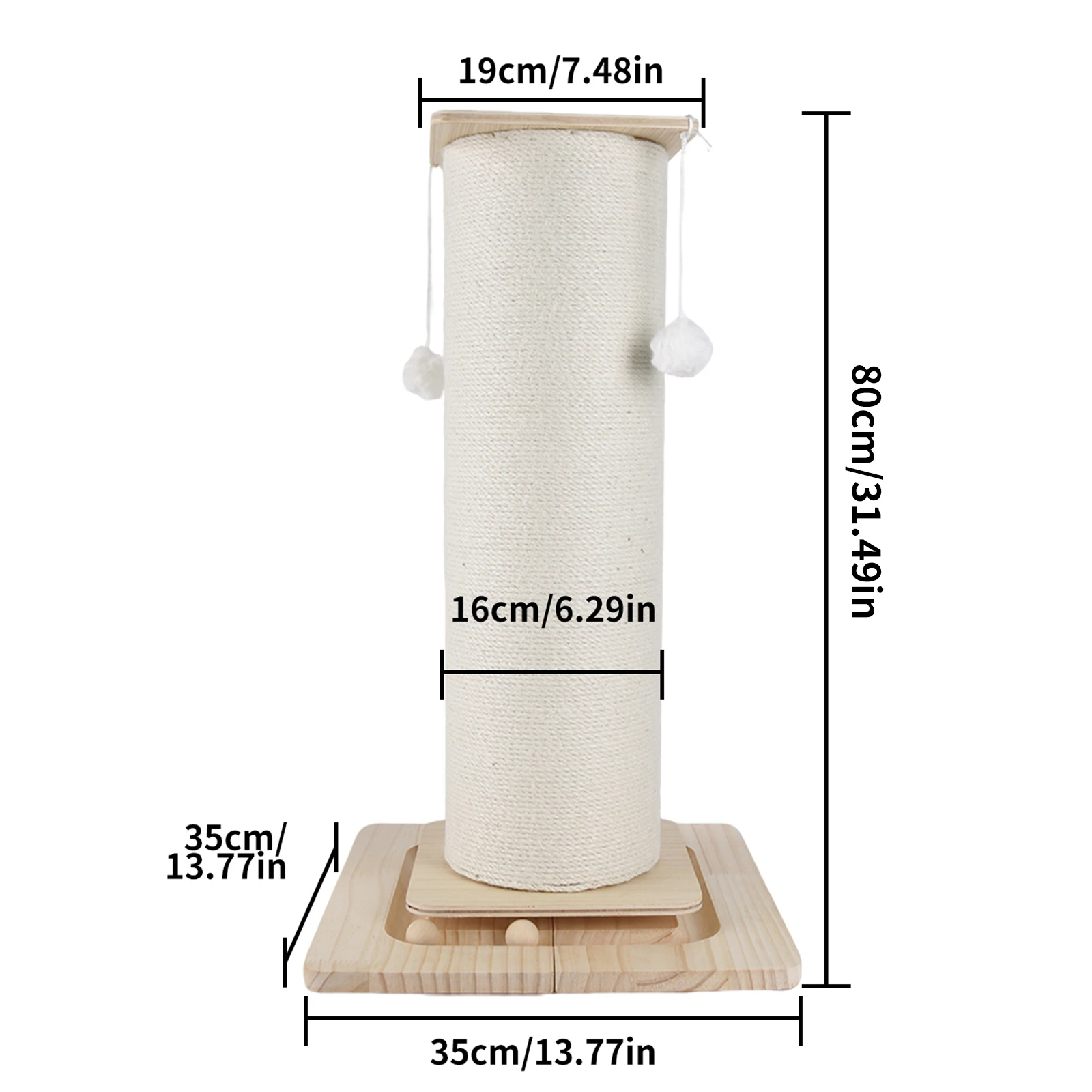 1-delige verticale sisal kattenklimpaal, modern en stabiel design, krabpaal voor katten, 60cm/80cm - afbeelding 1