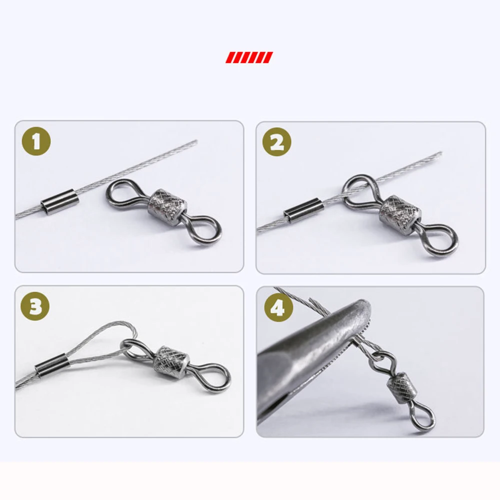 PRO BEROS 50Pcs Double Barrel Fishing Line Tube Connectors Wire Rope Crimp Copper Crimping Loop Sleeve Ferrule 0.8-2.0mm