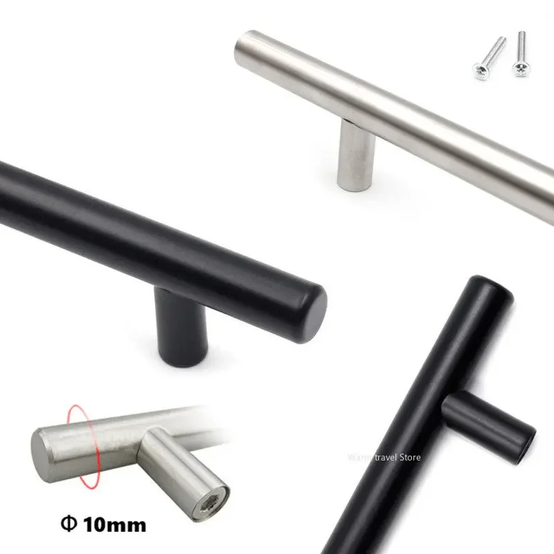 Modern Brushed Black Gold Straight Cupboard Handles Knobs Stainless Steel Brushed Black Gold Kitchen Door Handles Cabinet Pull