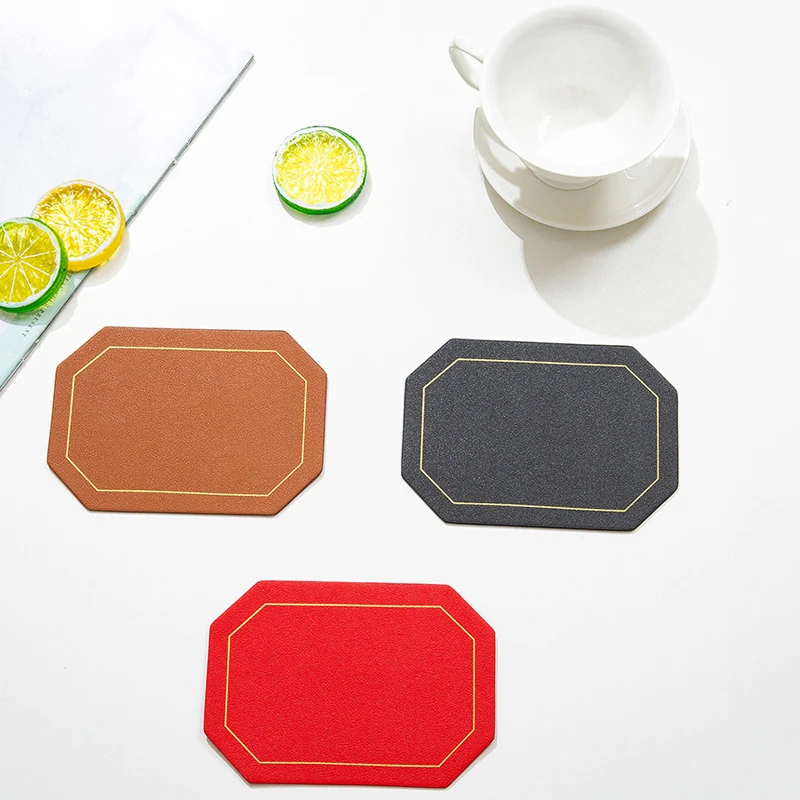 

Candy Color Placemat PU Leather Coasters Non-slip Heat Insulation Tea Coffee Cup Mat Table Decoration Pad Kitchen Accessories