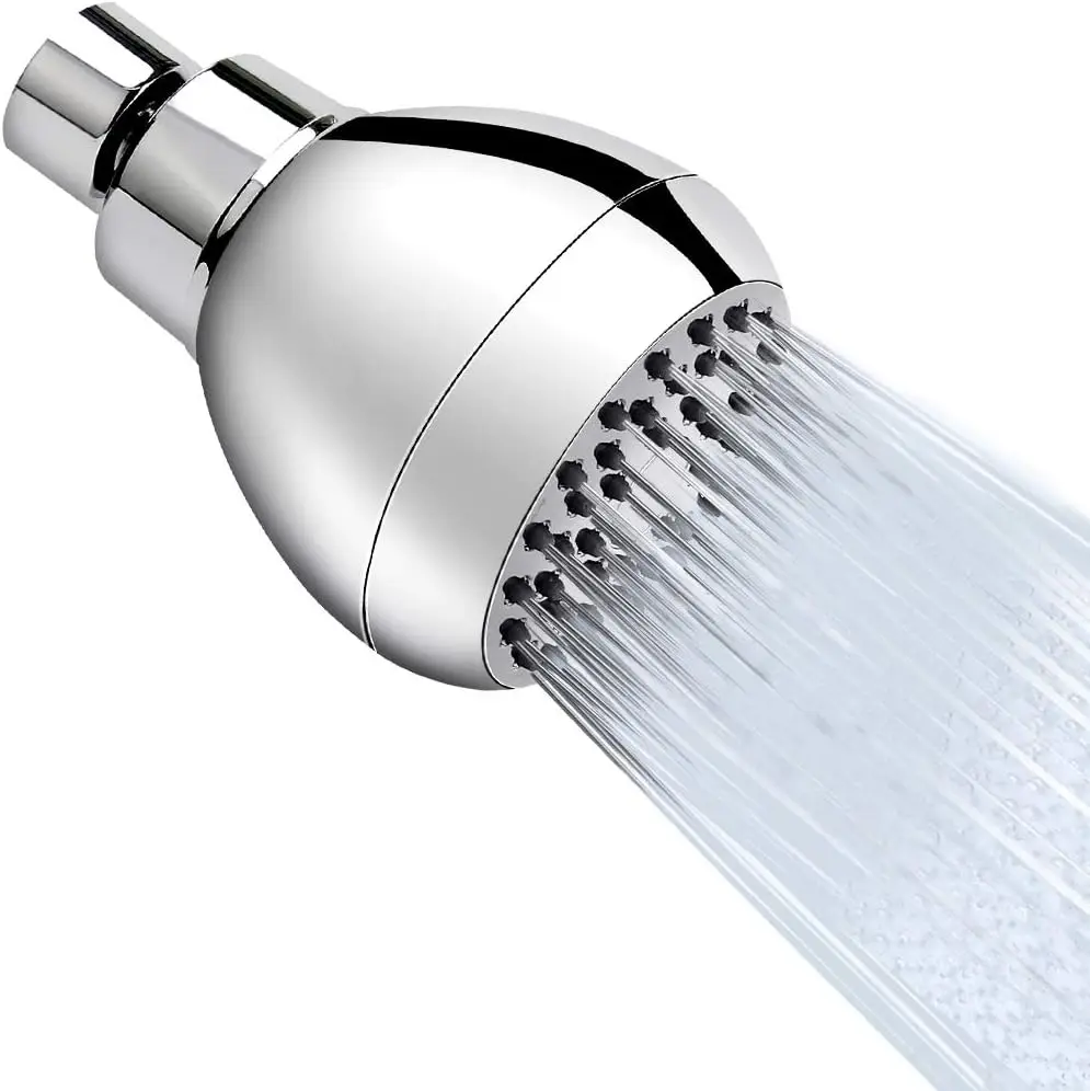

Pressure Shower Head 3 Inches Anti-clog Anti-leak Fixed Showerhead Chrome with Adjustable Swivel Brass Ball Joint